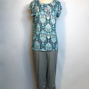 Calida Switzerland Capri Pajamas Set Size 2 Boho Floral Eco Soft Wicking Fabric
